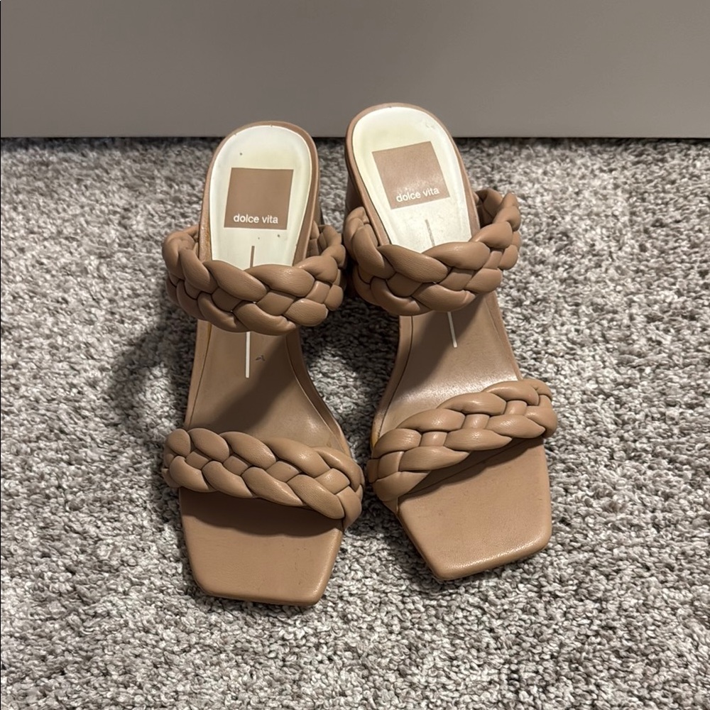 Dolce Vita Tan Heeled Sandals with Braided Straps